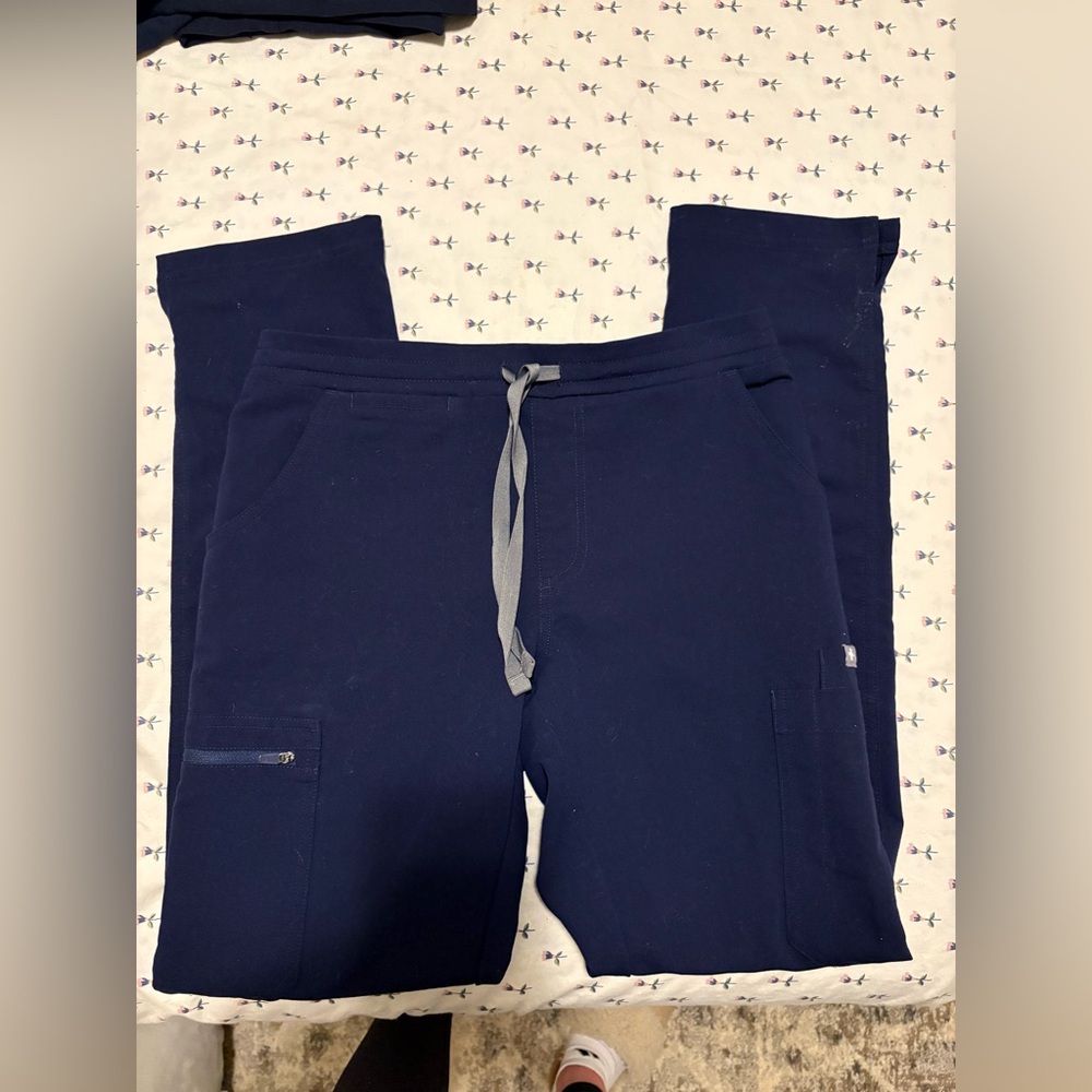 Figs Blue Cargo Pants with Stretchy Design